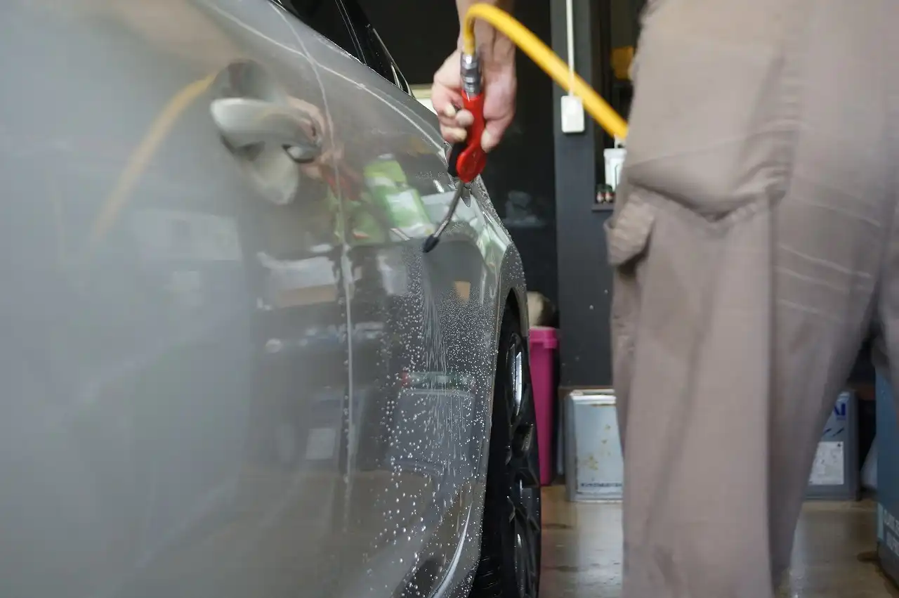 洗車を終え